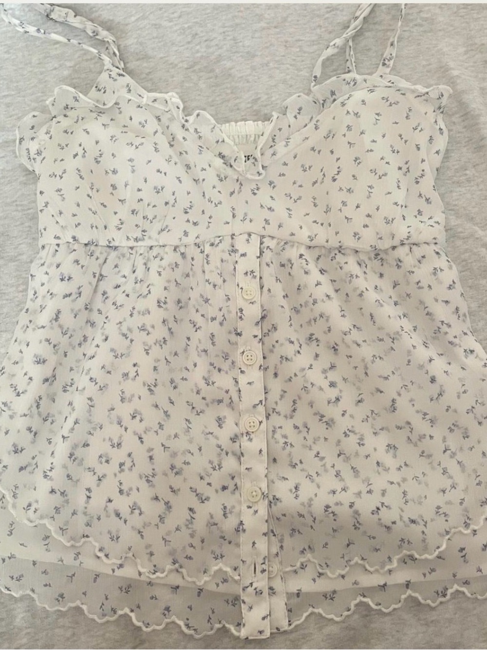 Hollister White Floral baby doll Button-Front Cami
